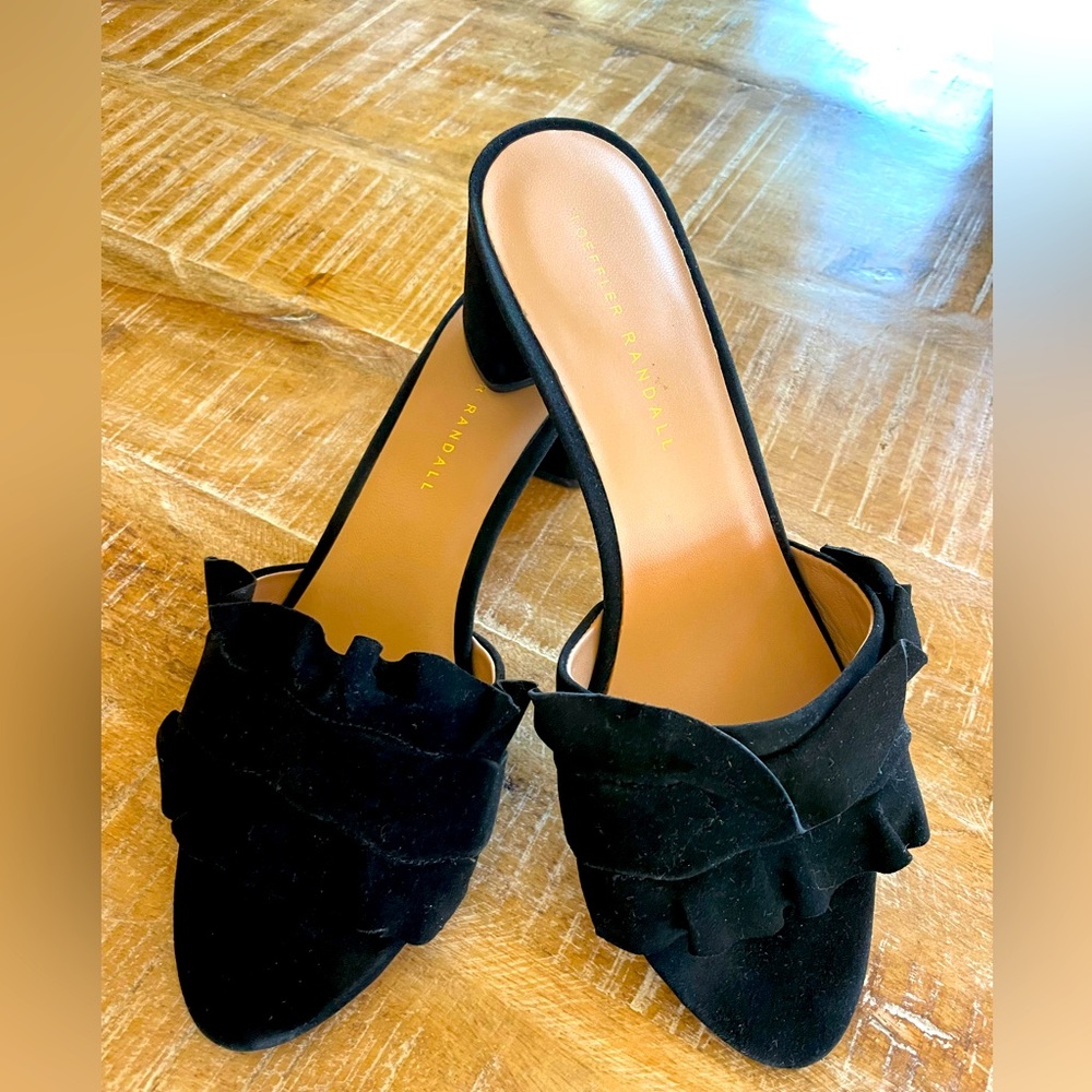 Loeffler Randall Black Vera Ruffle Suede Sandal